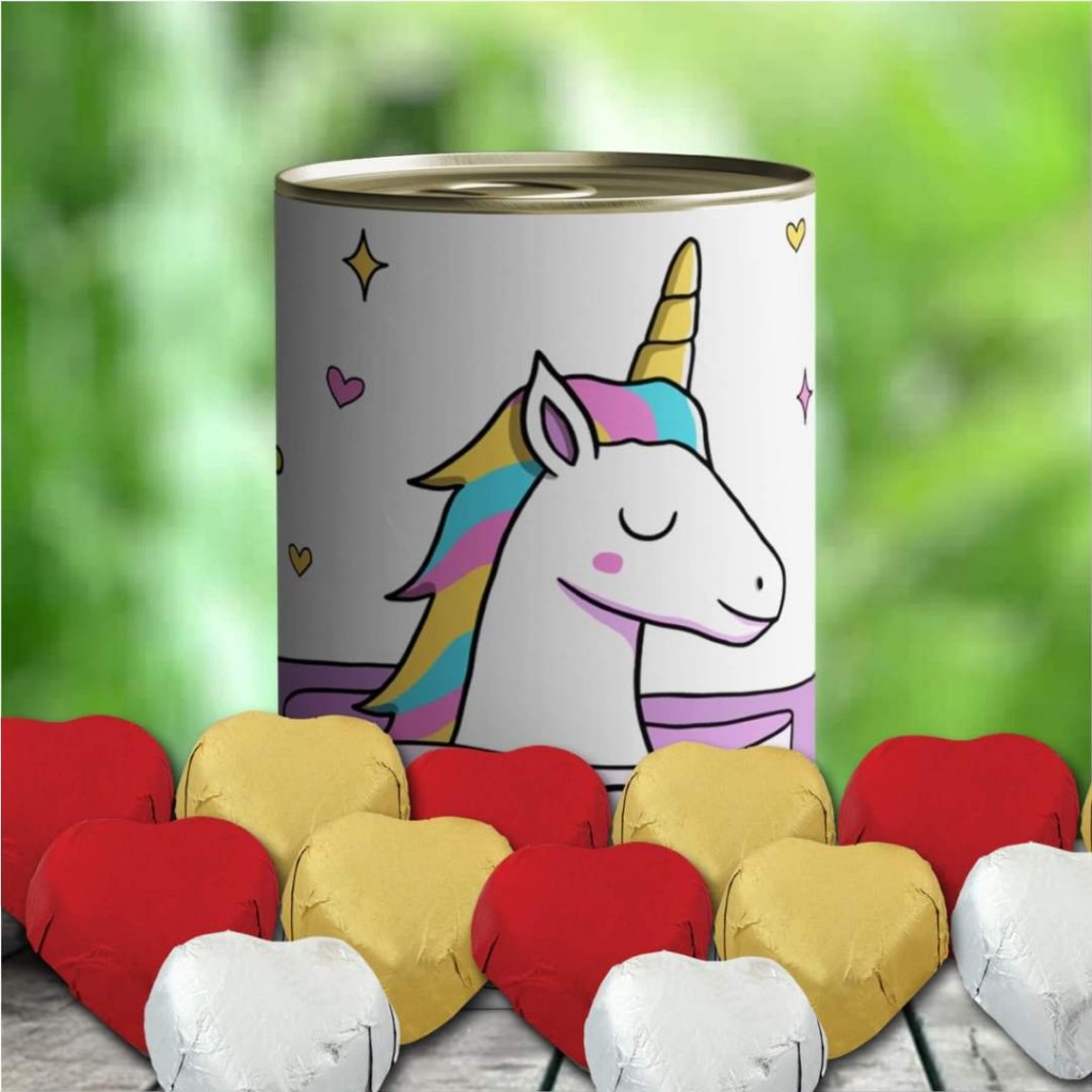Kişiye Özel Unicorn Temalı Kalpli Mabel Çikolata -3