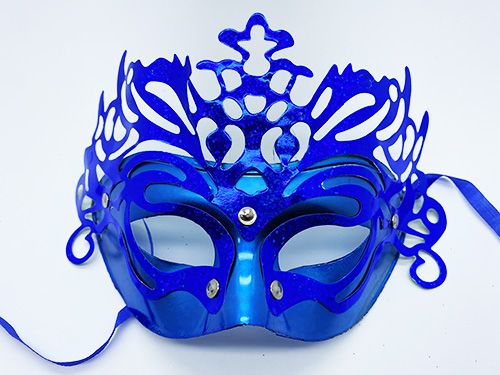 Shopzum Metalize Ekstra Parlak Hologramlı Parti Maskesi Mavi Renk 23X14 Cm