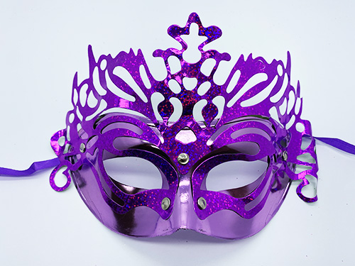 Shopzum Metalize Ekstra Parlak Hologramlı Parti Maskesi Mor Renk 23X14 Cm