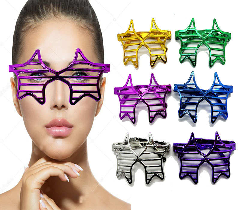 Shopzum Metalize Ekstra Parlak Shopzum Yıldız Panjur Parti Gözlüğü 6 Renk 6 Adet