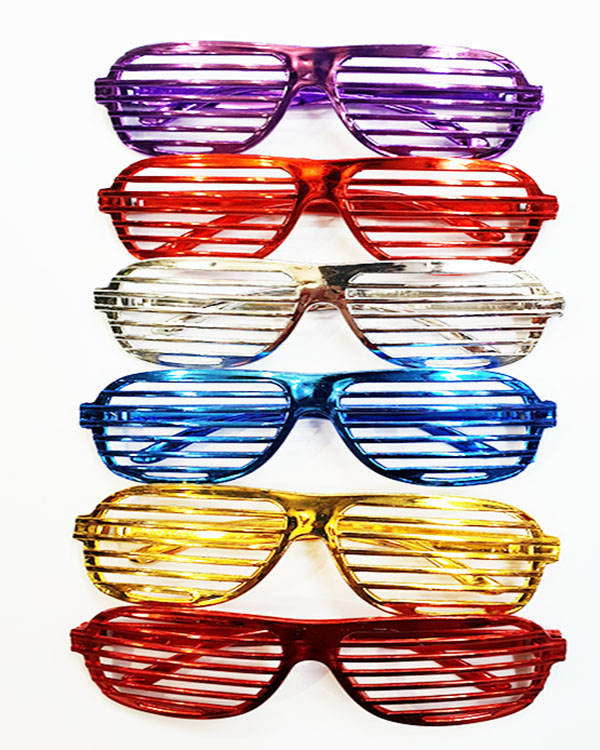 Shopzum Metalize Panjur Şekilli Parlak Parti Gözlüğü 6 Renk 15X6