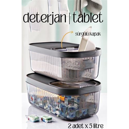 Multibox Deterjan Tablet Kutusu Sürgülü Kapak 5 Litre 2 Adet 718473