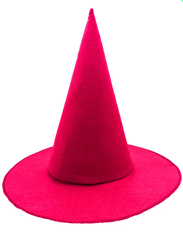 Pembe Fuşya Renk Keçe Cadı Şapkası Shopzum Yetişkin Çocuk Uyumlu 35X38 Cm