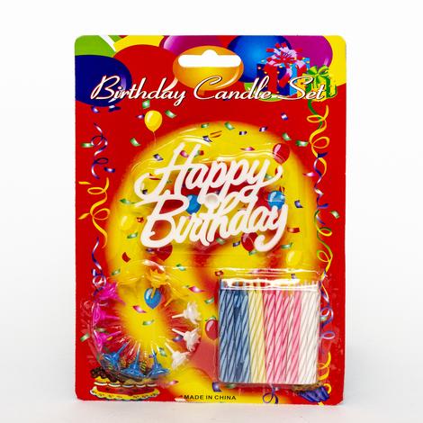 Rengarenk Mumlu Beyaz Shopzum Happy Birthday Yazılı Doğum Günü Mumu 12 Adet