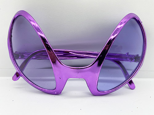 Retro Gözlük - 80 Li 90 Lı Yıllar Parti Gözlüğü Mor Renk 8X13 Cm