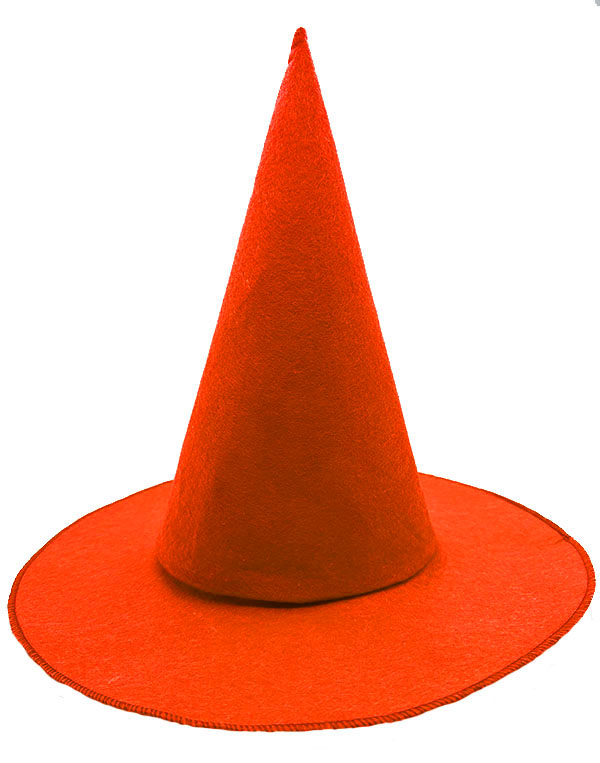 Turuncu Renk Keçe Cadı Şapkası Shopzum Yetişkin Çocuk Uyumlu 35X38 Cm