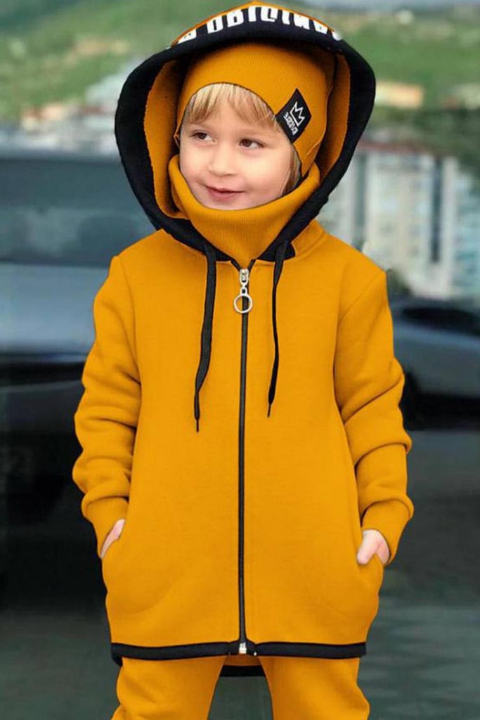 Erkek Çocuk Bereli Original Cool Sarı Eşofman Takım