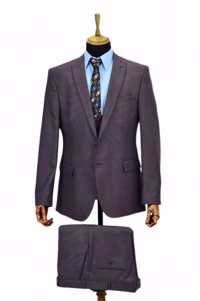 Erkek Bordo Çift Yırtmaçlı Petekli Takım Elbise Pr-766-800