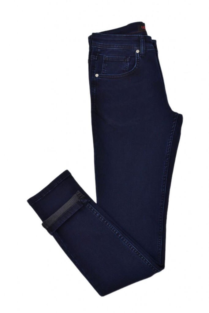 Erkek Lacivert Silim Fit 5 Cepli Jeans Pantolon Bgl-St03820