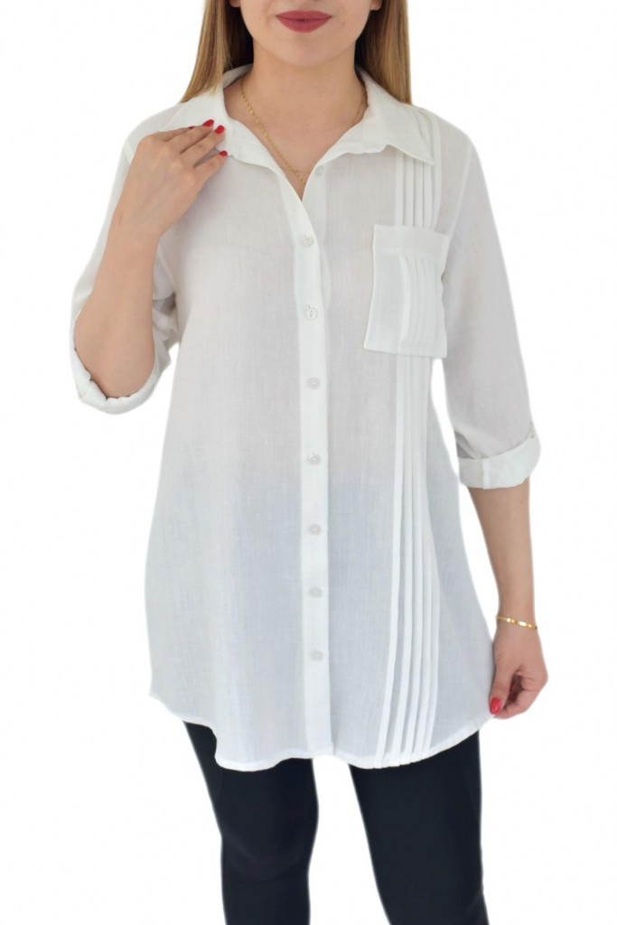 Kadın Ayrobin Omuzdan Pileli Gömlek A10325 Bgl-St02894