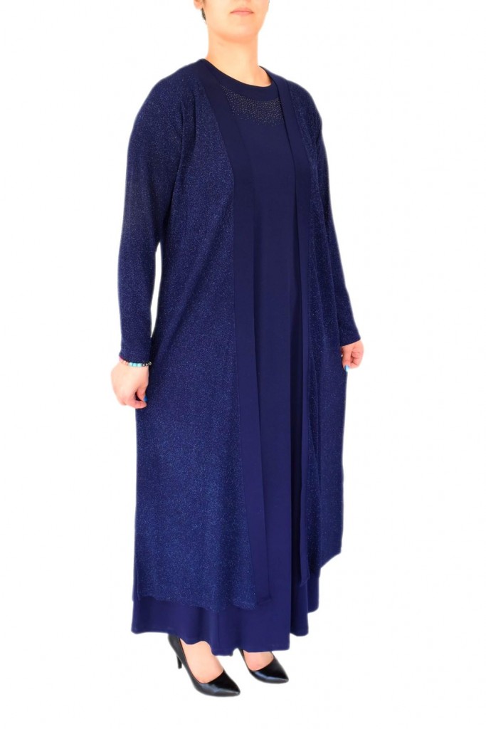 Kadın Simli Abiye Elbise 2 Li Tunikli  9181 Bgl-St02658