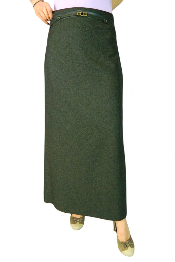 Kadın Yeşil Kumaş Uzun Etek Erm121