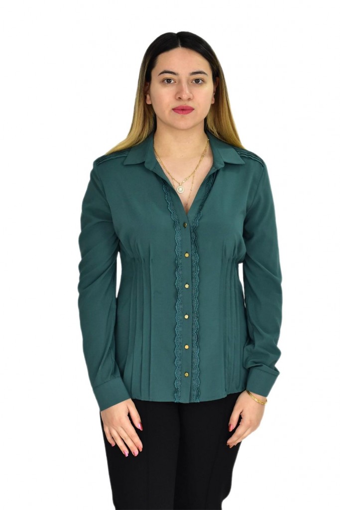 Kadın Yeşil Uzun Kol Gömlek Ls-0003007