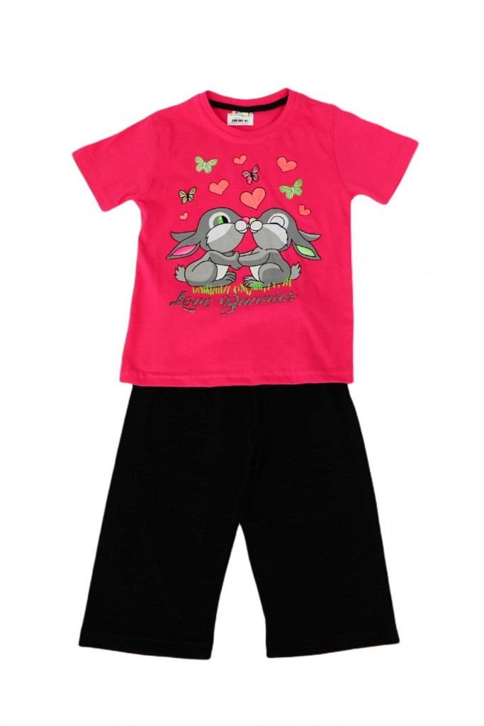 Kız Çocuk Kısa Kol Kapri Li Pijama Takım 12844 Bgl-St01170