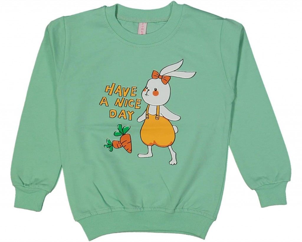 Kız Çocuk Mevsimlik Tavşan Baskılı Sweatshirt Bgl-St03639