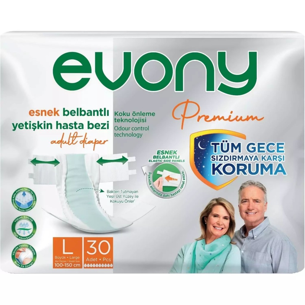 Evony Premium Belbantlı Yetişkin Hasta Bezi L 30 Adet