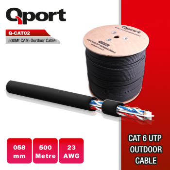 Qport Q-Cato2 23Awg 500 Metre Makarali Si̇yah Kablo