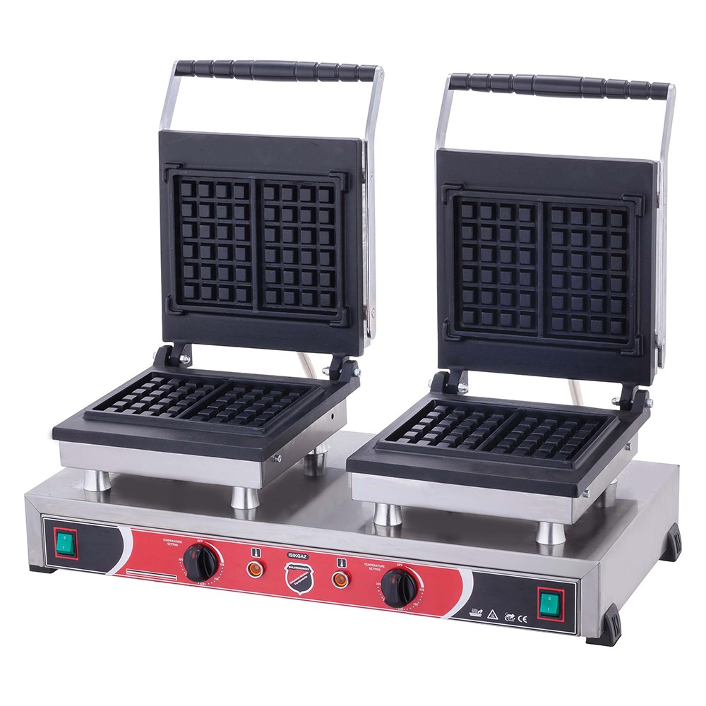 Işıkgaz Silverinox Endüstriyel Elektrikli Kare Waffle Makinesi - 4 Lü