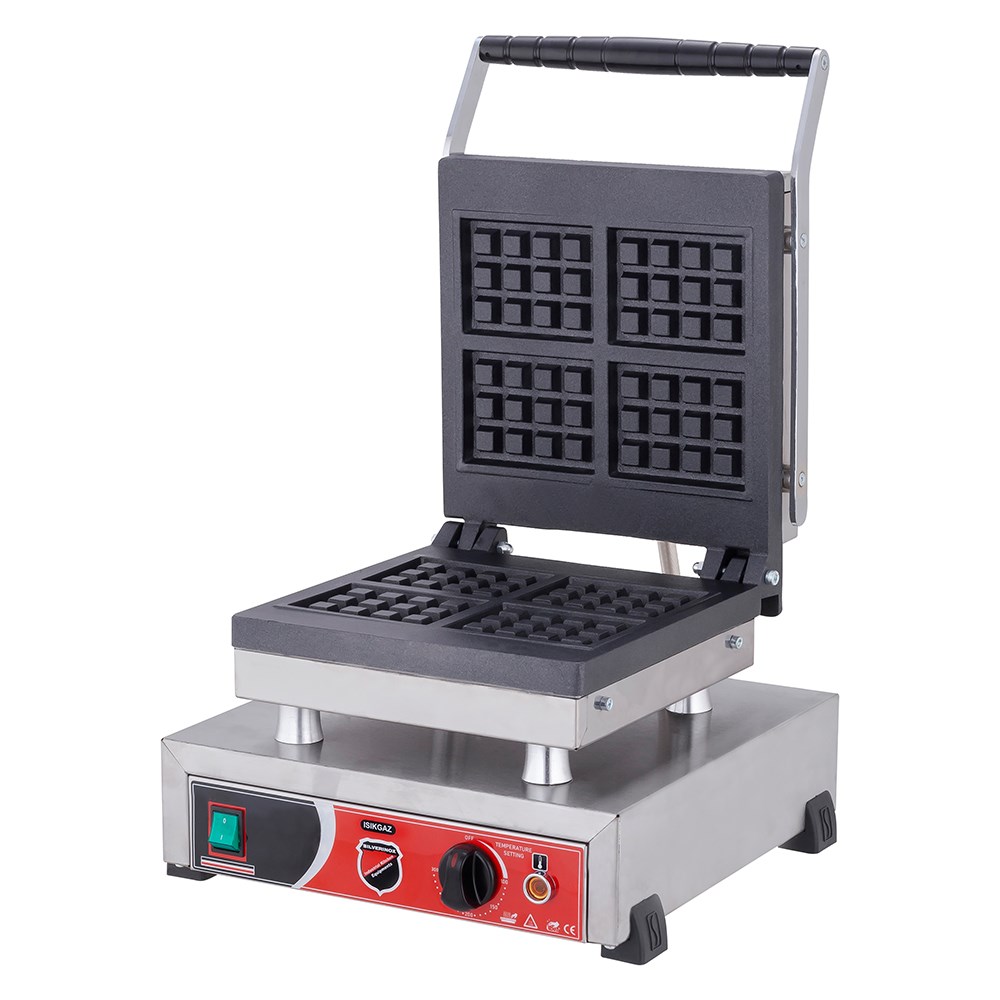 Işıkgaz Silverinox Endüstriyel Elektrikli Kare Waffle Makinesi - 4 Lü Slvr-Wf