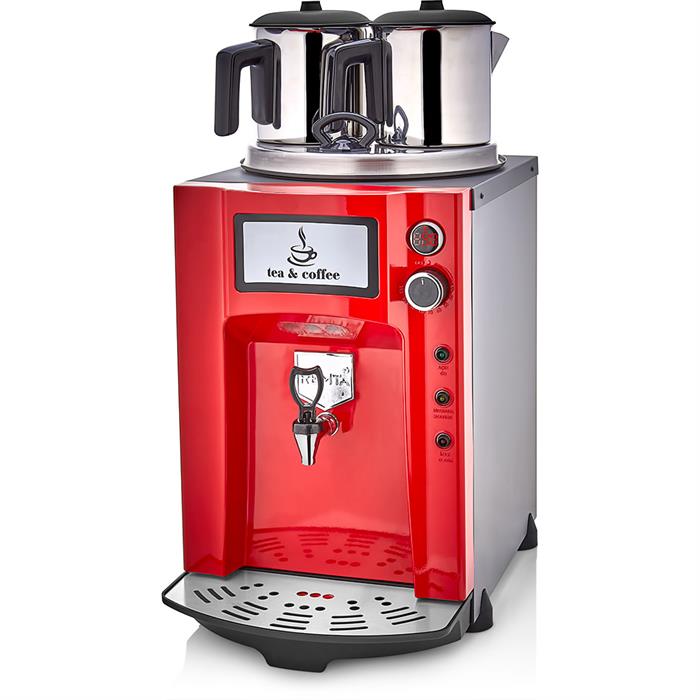 Remta Premium Jumbo 15 Litre İki Demlikli Çay Makinesi - Kırmızı