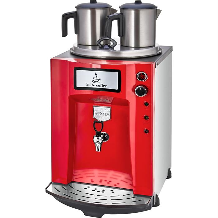 Remta Premium Otomatik Su Alma 23 Litre İki Demlikli Çay Kazanı Makinesi - Kırmızı