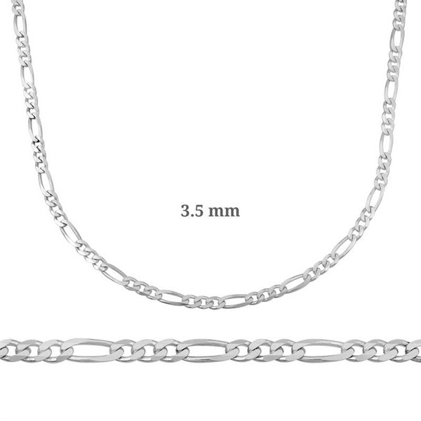 Gms 3.5 Mm Figaro Gümüş Zincir - 100 Mikron