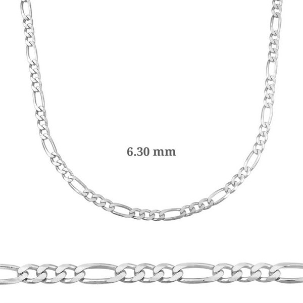 Gms 6.30 Mm Figaro Gümüş Zincir - 180 Mikron