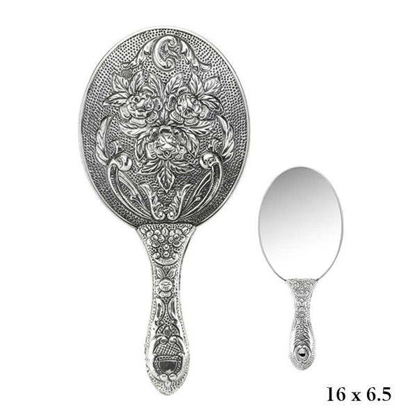 Gms 925 Ayar Gül Desenli Gümüş El Aynası