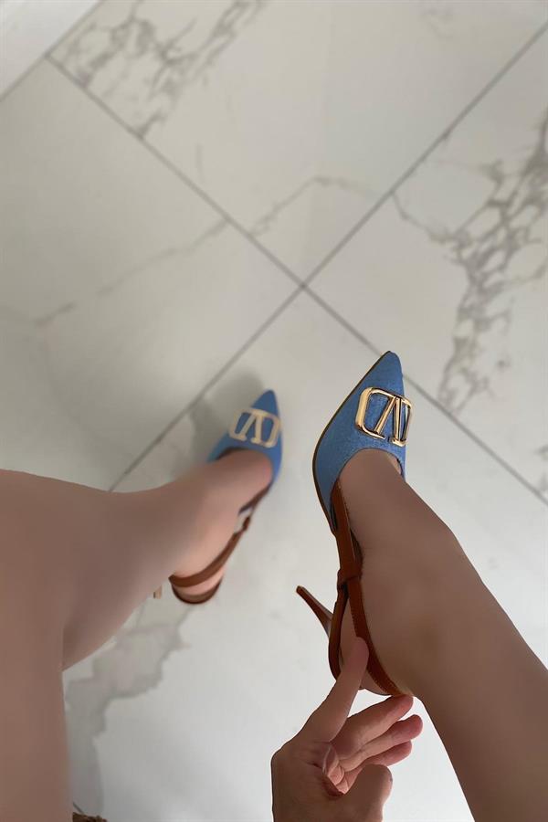 Markano Avent Kot Rengi Tokalı Kadın Topuklu Ayakkabı