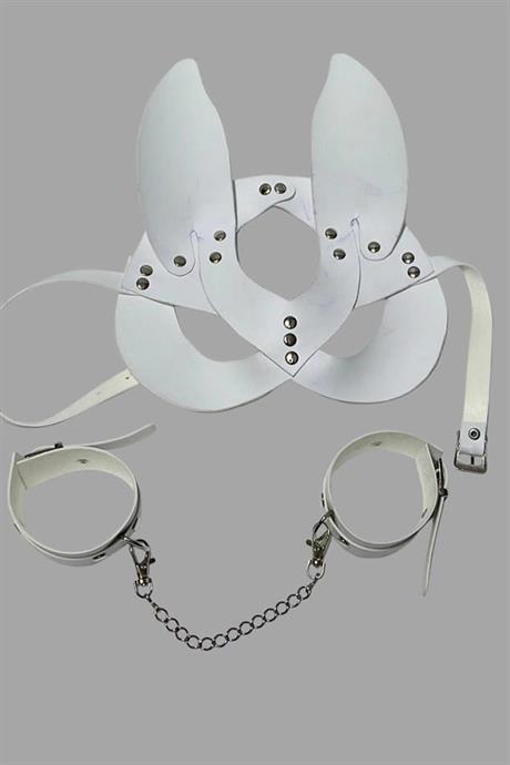 Markano Beyaz Kulaklı Maske Ve Kelepçe Set 