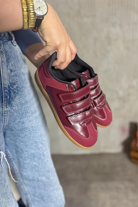 Markano Cırry Bordo Cilt Süet Detaylı Cırtlı Kadın Sneakers