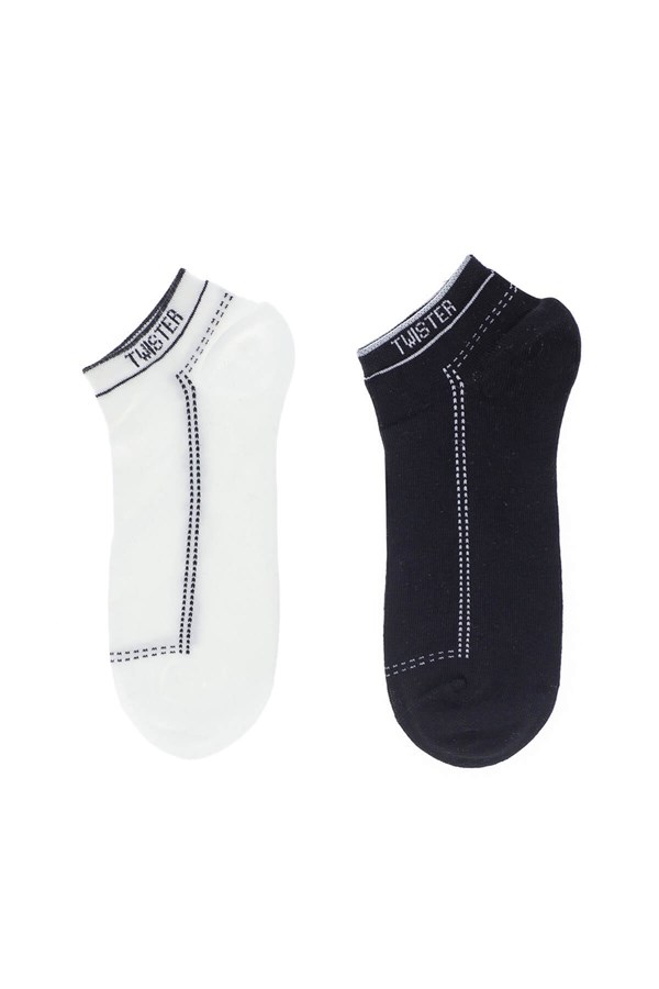 Markano Erkek  Çorap Ecp Düz Patik Çorap Siyah-Beyaz