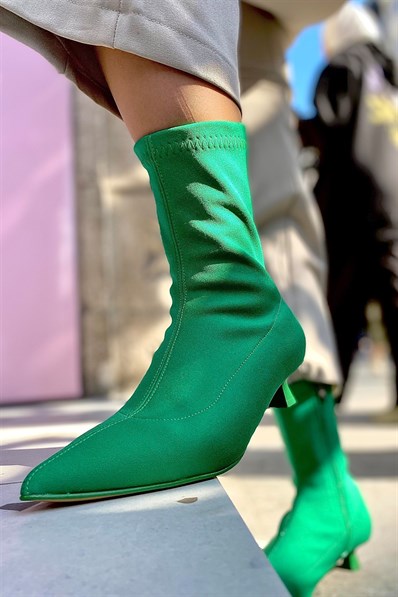 Markano Ginetta Yeşil Mat Streç Kadın Topuklu Bot