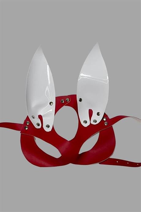 Markano Kırmızı/Beyaz Tavşan Kulaklı Deri Sexi Maske