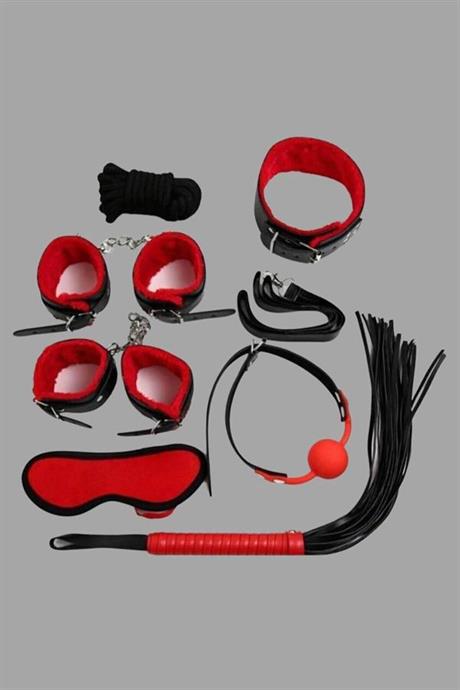 Markano Kırmızı/Siyah İçi Tüğlü Deri 7 Li Harnes Set 