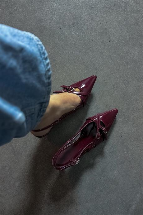 Markano Monica Bordo Rugan İki Toka Detaylı Kadın Topuklu Ayakkabı