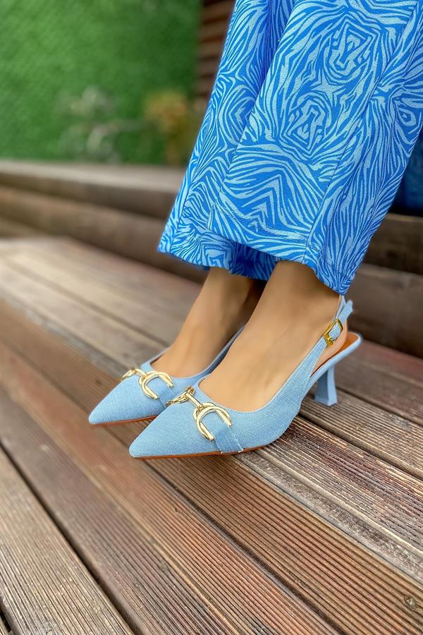 Markano Naol Kot Rengi Tokalı Kadın Topuklu Ayakkabı