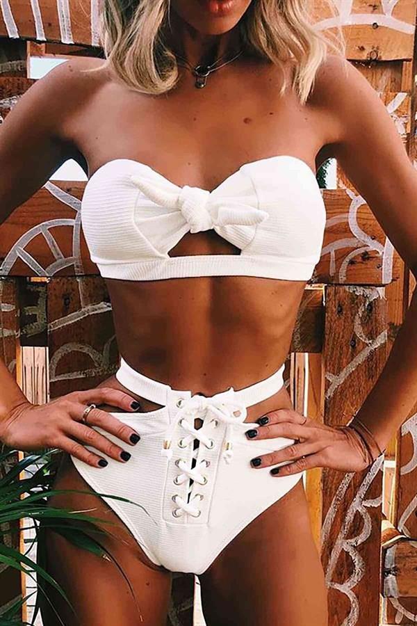Markano  Özel Tasarım Bikini Takım Beyaz