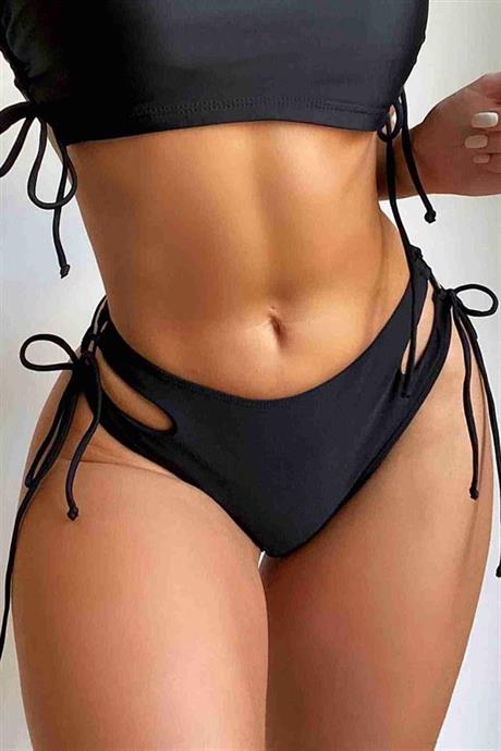 Markano Özel Tasarım Yandan Bağlamalı Bikini Altı Siyah