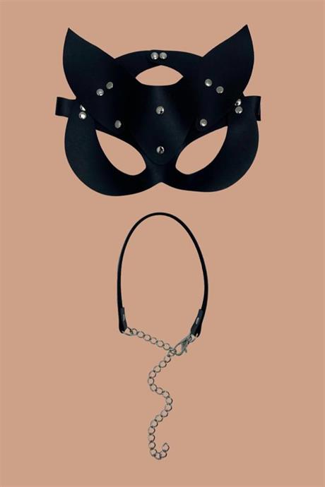 Markano Siyah Harness Maske Ve Siyah Boyun Deri Aksesuarı 