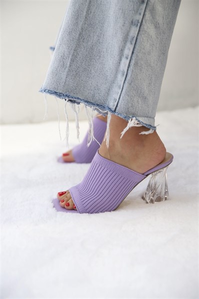Markano Tori Lila Kadın Triko Topuklu Ayakkabı