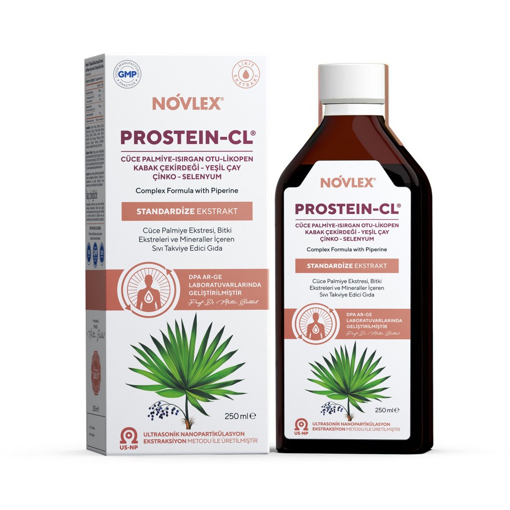 Novlex® Prostein-Cl Cüce Palmiye (Saw Palmetto), Yeşil Çay (Green Tea), Isırgan, Bal Kabağı, Çinko, Likopen, Piperin Ve Selenyum Ekstraktı (Ekstresi) İçeren Sıvı Takviye Edici Gıda 250 Ml