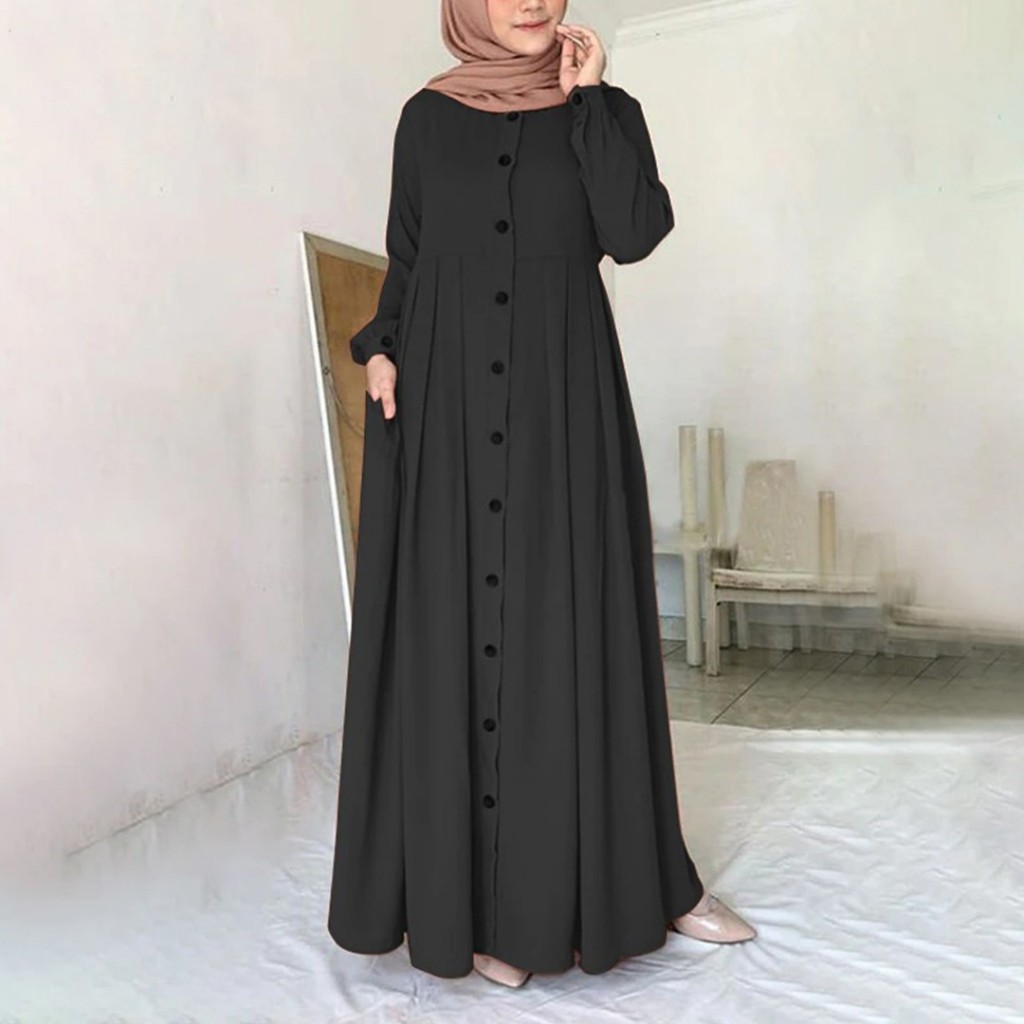 Barbora Keten Günlük Yazlık Tam Boy Tesettür Kadın Elbise Bt391Siyah