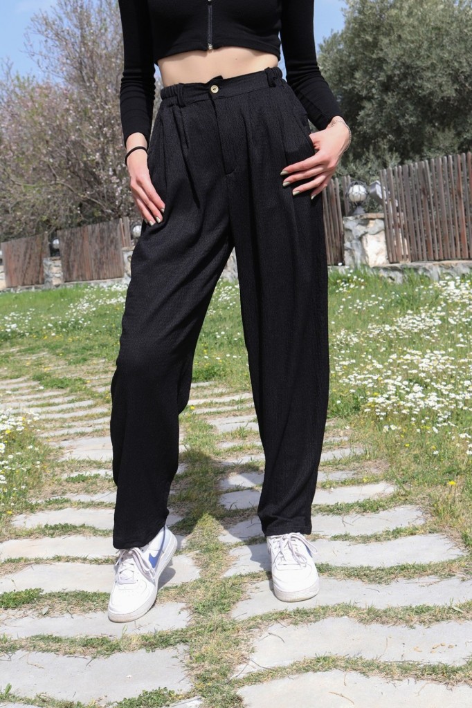 Barbora Yazlık Günlük Şalvar Kadın Pantolon Tr353Siyah