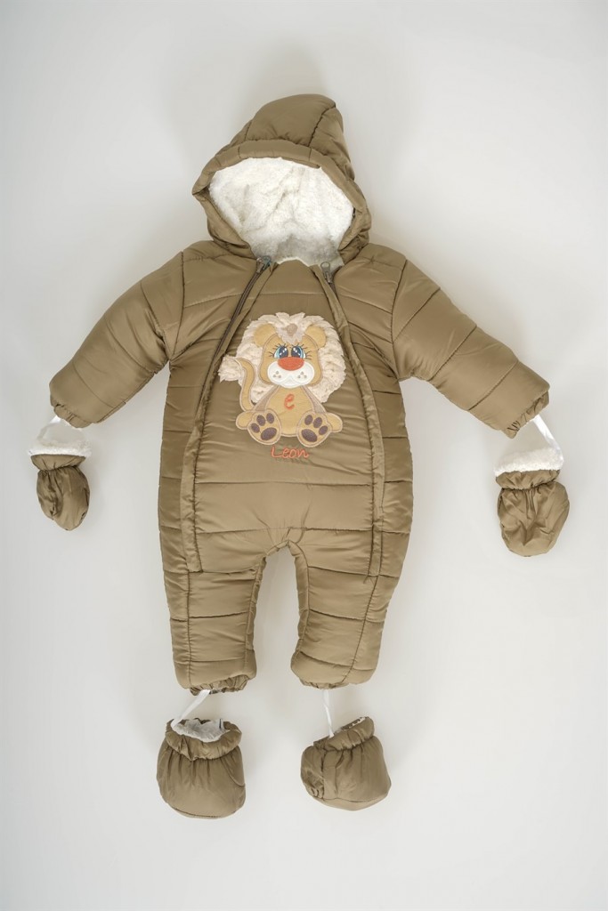 Erkek Bebek Aslan Modelli̇ İçi̇ Kürklü Eldi̇ven Pati̇kli̇ Astronot Mont Tulum