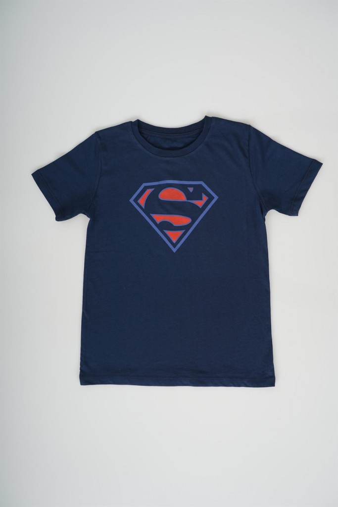 Erkek Çocuk Laci̇vert Superman Baskili Pamuk Ti̇şört