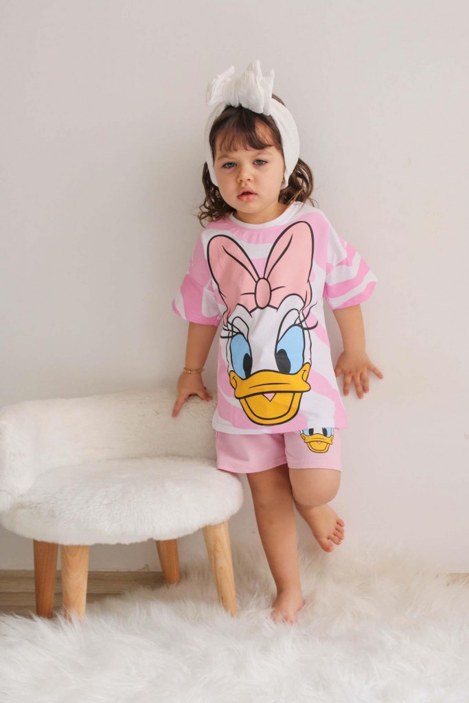 Kiz Çocuk Buggs Bunny Duffy Duck Mi̇ckey Pamuk Şortlu Takim