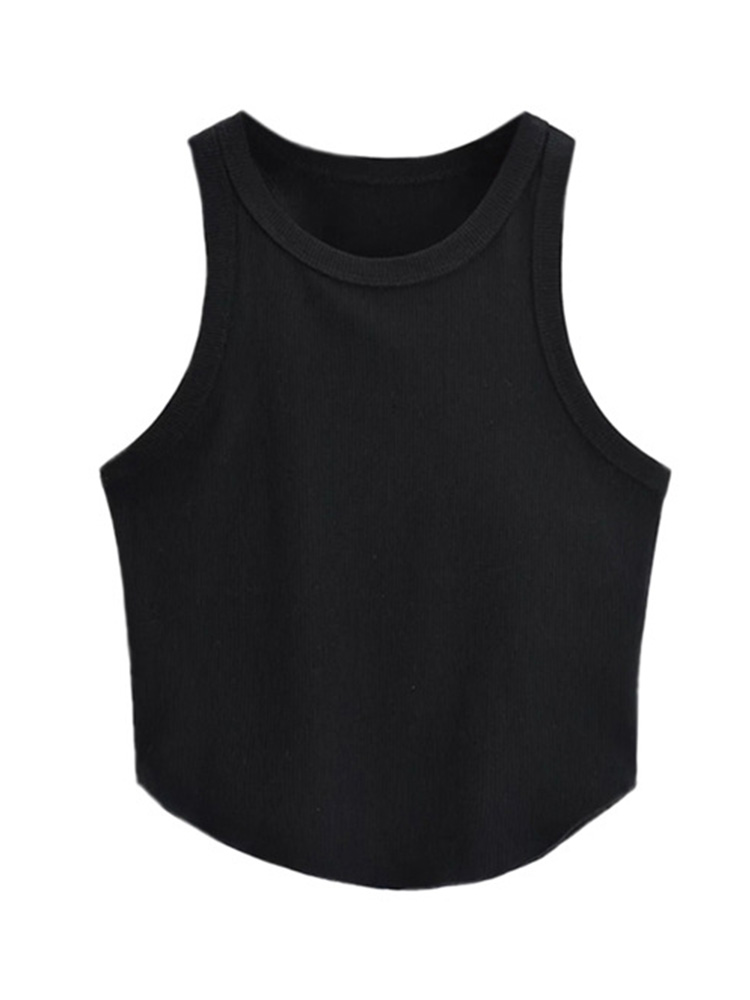 Liona Kadın Oval Etekli Siyah Renk Bisiklet Yaka Crop Top Bluz