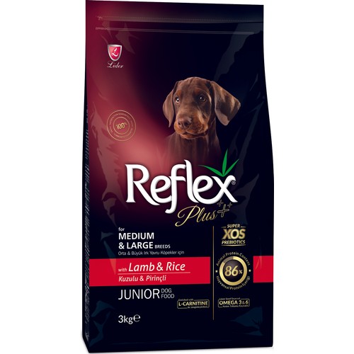 Reflex Plus Orta&Büyük Irk Kuzulu&Pirinçli Yavru Köpek Maması 3 Kg Skt:04.2024