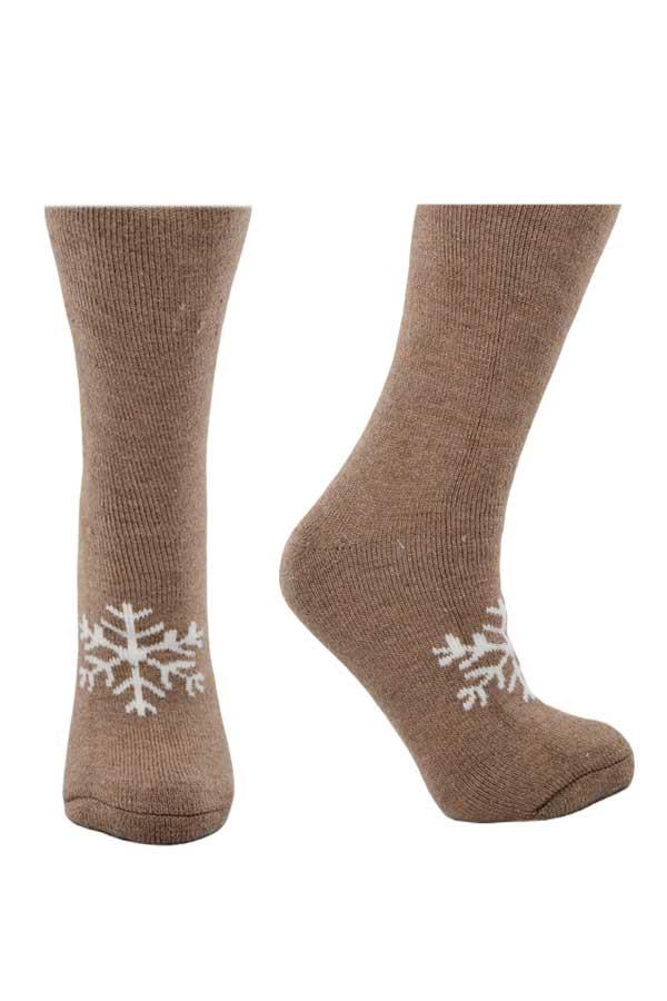 Dode Flora Kadın Extra Kalın Yünlü Kar Tanesi Desenli Termal Çorap